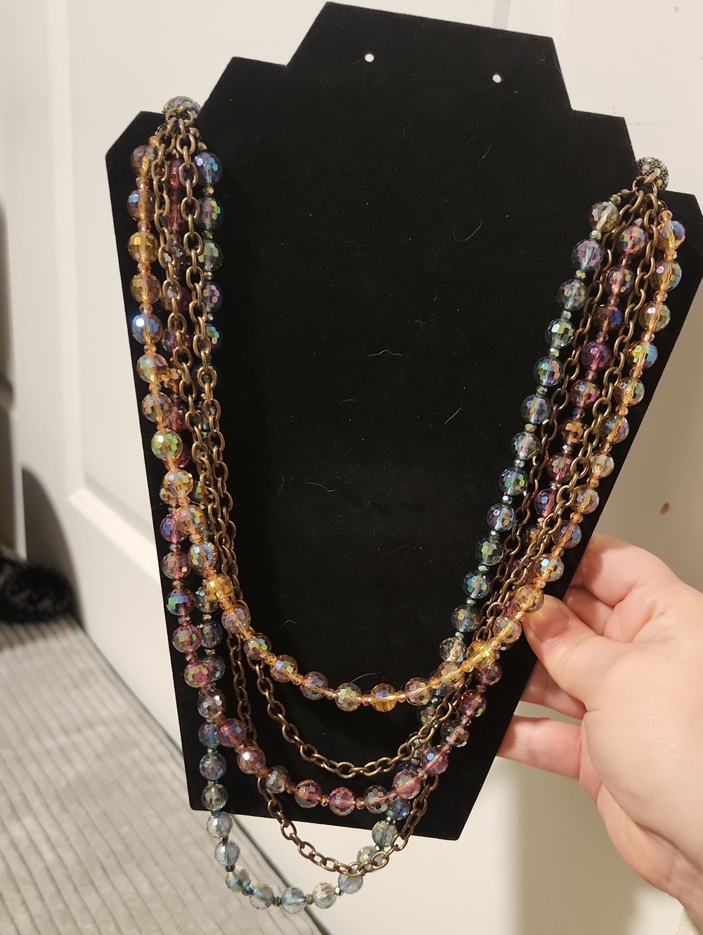 Premier Designs "Kaleidoscope" Iridescent Beaded Multi-Strand Statement Necklace